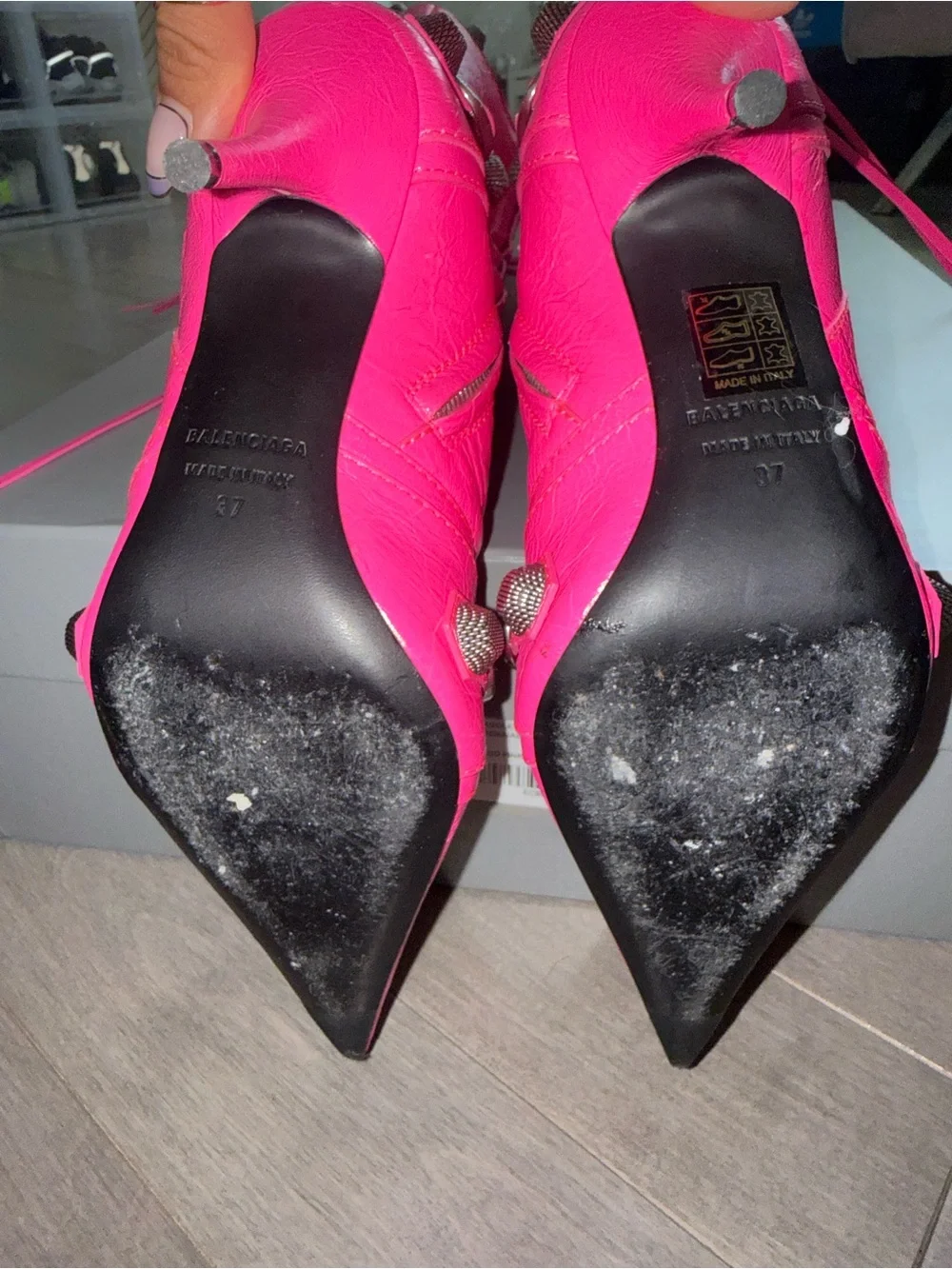 Balenciaga Cagole H90 Fluo Pink Knee-High Boots Size 37